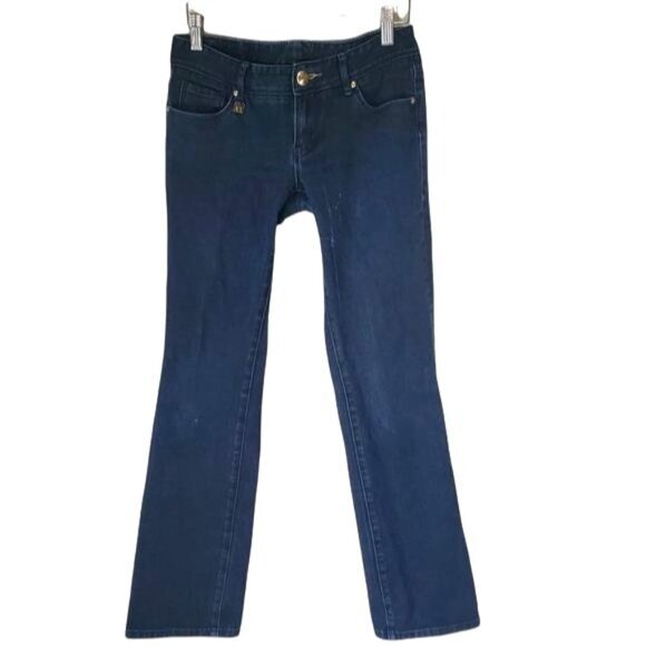 A/X ARMANI EXCHANGE Womens Jeans Size 2S Straight Distressed Low Rise Dark Wash - Picture 3 of 13